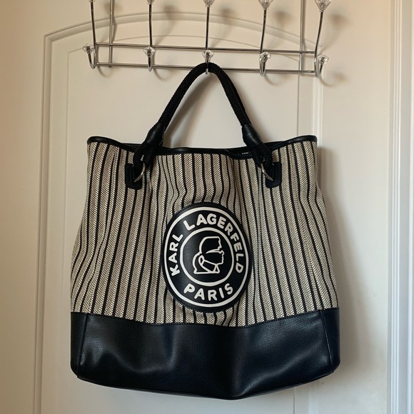 Karl Lagerfeld Large Striped Crossbody - Picture 3 of 16